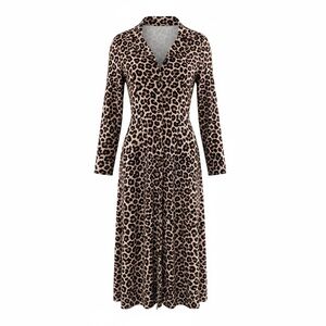 Animal print large maxi button up dress